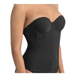 Dominique Brianna Low Back Strapless Longline Bra Size 38B Glam Prom Smoothing